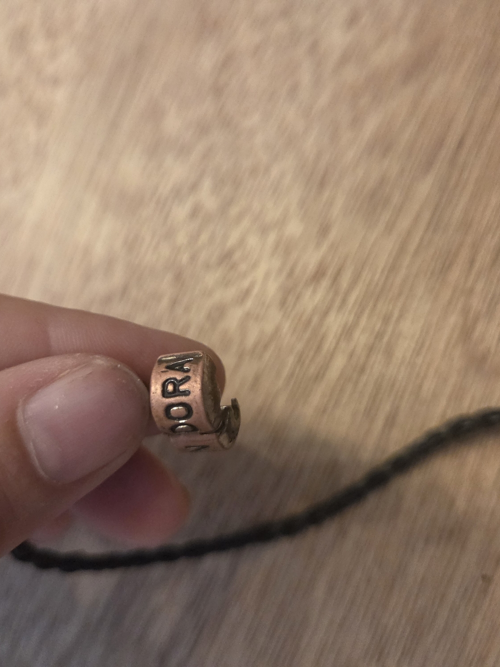 Pandora Black Braided Leather Bracelet with Copper Charm - Picture 2 of 5